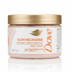 Dove Glow Recharge Body Scrub – Gommage Corporel Éclat – 3% Brightening Serum avec Vitamine C – Format 12 oz (340 g)