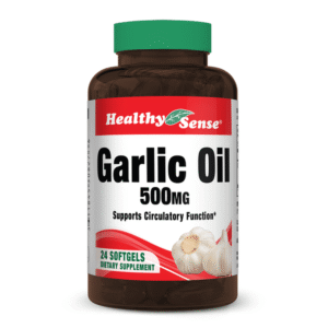 Healthy Sense Garlic Oil 500 mg – Supplément d'Huile d'Ail pour la Fonction Circulatoire – 24 Capsules Molles