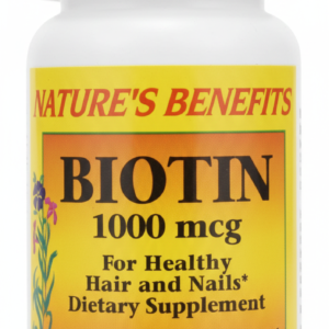 Nature's Benefits Biotin 1000 mcg – Supplément pour la Santé des Cheveux et des Ongles – 24 Comprimés