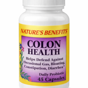 Nature's Benefits Colon Health – Probiotique Quotidien – Aide contre les Gaz, Ballonnements et Constipation – 45 Capsules