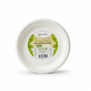 Nexxgen Bio-degradable Round Plates – Assiettes Rondes Biodégradables – Fibres de Canne à Sucre Naturelles – 7 Pouces (18 cm)
