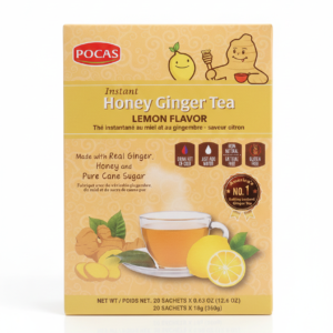 POCAS Thé Instantané au Miel et au Gingembre – Boîte de 20 Sachets de 18g (360g)