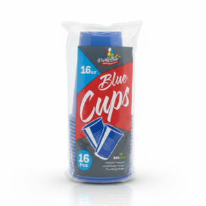 Party Bae Blue Cups – Lot de 16 Gobelets Bleus – Capacité 16 oz (473 ml) – Sans BPA et Qualité Premium