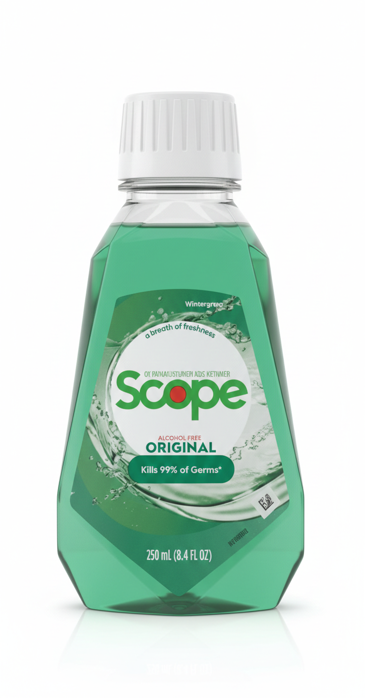 Scope Original Mint – Bain de Bouche sans Alcool – Élimine 99% des Germes – Format 250 ml